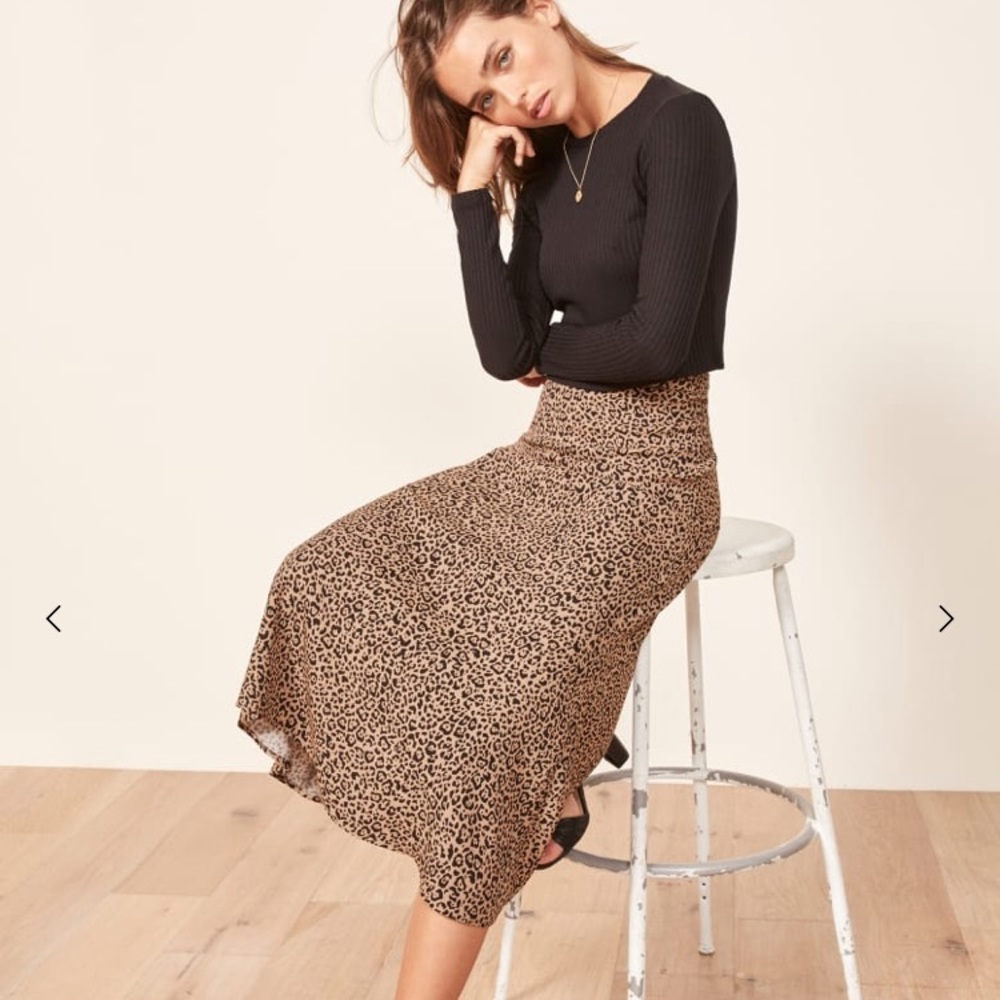 Reformation cheetah skirt